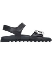 Roger Vivier - Leather Sandals With Crystal Buckle - Lyst