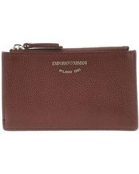 Emporio Armani - Grained Leather Card Holder With Logo - Lyst
