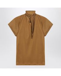 Lemaire - Cinnamonbrown Tshirt With Scarf Detail - Lyst