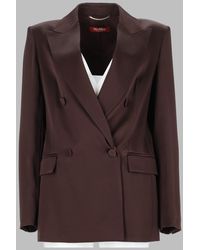 Max Mara - Double-Breasted Satin Blazer - Lyst