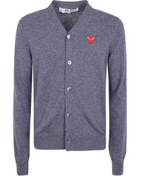 COMME DES GARÇONS PLAY - V-Neck Cardigan Emblem Knit - Lyst
