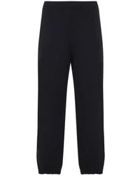 Lanvin - Embroidered Logo Cotton Pants - Lyst