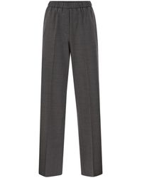 Peserico - Stretch Wool Trousers With Elasticated Waistband - Lyst