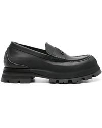 McQueen - Seal Logo Leather Loafers - Lyst