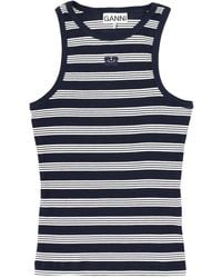 Ganni - Striped Sleeveless Top - Lyst