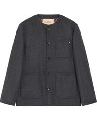 Valentino - Double Wool Caban With Metallic V Detail - Lyst