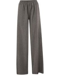 Fabiana Filippi - Virgin Wool Flannel Trousers With Elasticated Waistband - Lyst