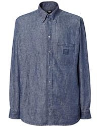 Fendi - Comfort Fit Chambray Shirt With Ff Embroidery - Lyst