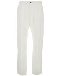 Emporio Armani - Drawstring Linen Trousers - Lyst
