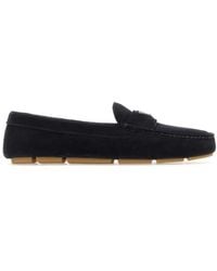 Prada - Dark Suede Loafers - Lyst