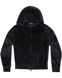 Balenciaga - Velvet Zip-Up Hoodie - Lyst