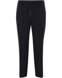 BOSS - Virgin Wool-Blend Drawstring Trousers - Lyst