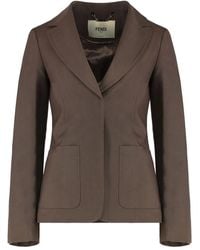 Fendi - Mud Wool Blend Blazer - Lyst