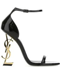 Saint Laurent - Opyum Patent Leather Sandals With Monogram Heel - Lyst
