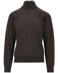 Emporio Armani - Virgin Wool Turtleneck With Eagle Embroidery - Lyst
