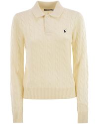 Polo Ralph Lauren - Wool And Cashmere Polo Shirt With Cable Knit - Lyst