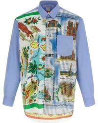 Comme des Garçons - Asymmetric Hem Shirt With Vibrant Landmark Prints - Lyst