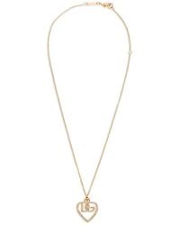 Dolce & Gabbana - Logo-Pendant Crystal-Embellished Necklace - Lyst