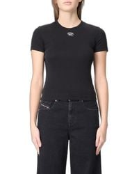 DIESEL - Slim-Fit Stretch Cotton T-Shirt With Metallic Oval D Logo - Lyst