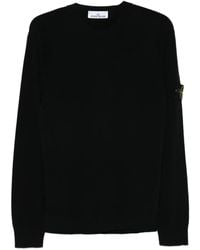 Stone Island - Stretch Wool Crewneck Sweater With Reverse Stitch Details - Lyst