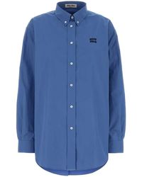 Miu Miu - Oversized Poplin Logo Shirt - Lyst