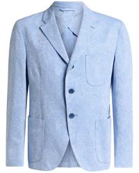 Etro - Single-Breasted Striped Cotton Jacket With Floral Paisley Motif - Lyst