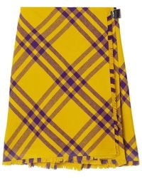 Burberry - Embroidered Wool Skirt - Lyst