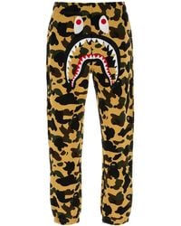 A Bathing Ape - Printed Cotton joggers - Lyst
