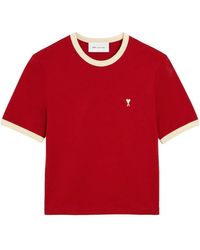 Ami Paris - Cropped T-Shirt With Body And Off- Ribbed Trims - Lyst