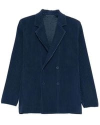 HOMME PLISSÉ - Homme Plisse Issey Miyake Pleated Double-Breasted Jacket - Lyst