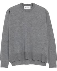 Ami Paris - Wool Silk Crewneck Sweater Adc - Lyst