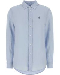 Polo Ralph Lauren - Powder Blue Linen Shirt - Lyst