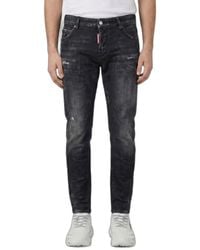 DSquared² - Slim Washed Jeans With Distressed Details - Lyst