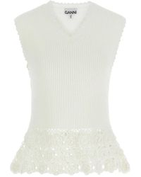 Ganni - 'Cotton Crochet' Vest - Lyst