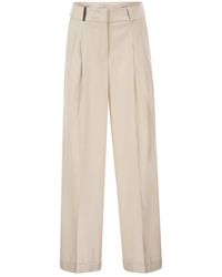 Peserico - Tailored Virgin Wool Stretch Trousers With Front Pleats - Lyst