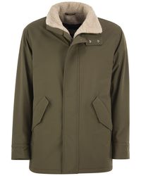 Herno - Soft Shell Coat With Shearling-Effect Lining - Lyst