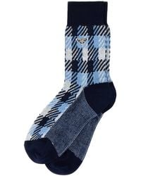 Prada - Embroidered Stretch Cotton Socks - Lyst