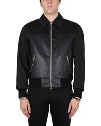 McQueen - Leather Bomber Jacket - Lyst