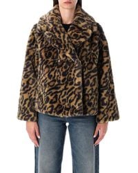 A.P.C. - Leopard-Print Faux Fur Johanna Coat - Lyst