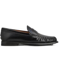 Tod's - Gathered Penny Loafers With Rubber Sole - Lyst