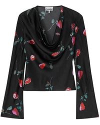 Ganni - Chic Cowl Neckline Long Sleeve Top - Lyst