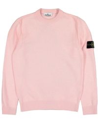 Stone Island - Maglione A Girocollo Vestibilità Regular Con Finiture A Costine - Lyst