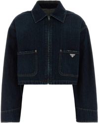 Prada - Logo Shirt Collar Jacket - Lyst