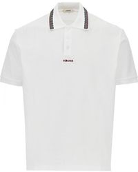 Versace - Cotton Polo Shirt With Greca Motif - Lyst