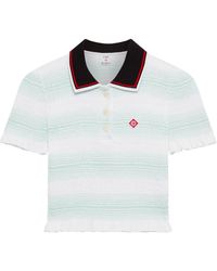 CASABLANCA - Striped Shirred Polo Top - Lyst