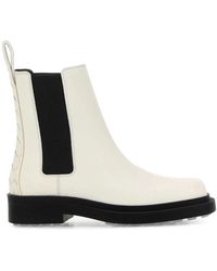 Bottega Veneta - Ivory Leather Chelsea Ben Ankle Boots - Lyst