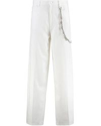 Pinko - Pants With Logo Patch On The Back And Chain Detail With Rhinestones - Lyst
