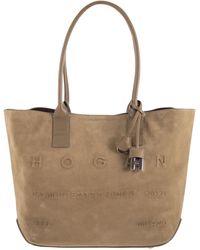Hogan - Suede Tote Bag With Embossed Logo - Lyst