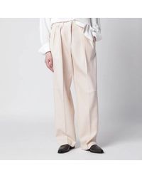 Jil Sander - Ivory Wool Gabardine Trousers - Lyst