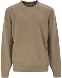 Brunello Cucinelli - Pure Cashmere Ribbed Crew-Neck Sweater With Cotton Details - Lyst